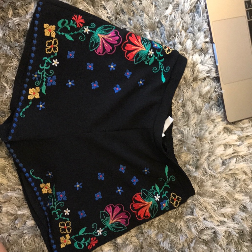 Black floral shorts